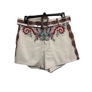 The Sang Women Ivory Shorts Size Medium Floral‎ With Belt